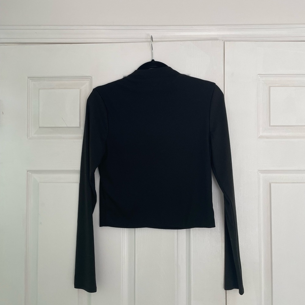 Double Layered Black Turtleneck Crop Top - image 2